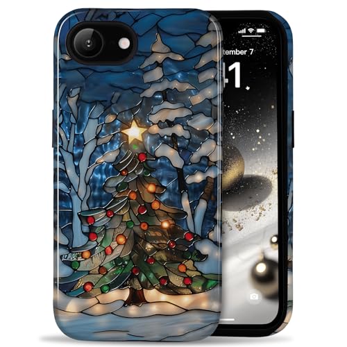 Coque iPhone 16e Noël double couche pour éviter les rayures et chutes d'hiver