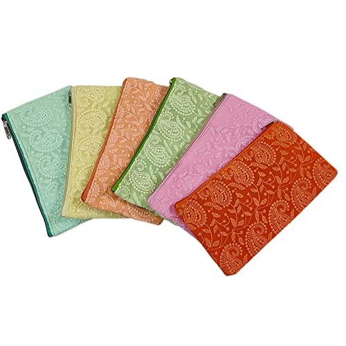 Image of DMS RETAIL Embroidered Chikankari Lucknowi Clutch Purse For Women Return Gift Favour Shagun Purse For Ladies Pack Of
