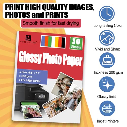Nickang PP240412 Glossy Photo Paper 8.5X11, Photo Paper For Printer, Photo Printer Paper, 8.5X11 Picture Paper For Inkjet Printer, Letter Size thumb #5