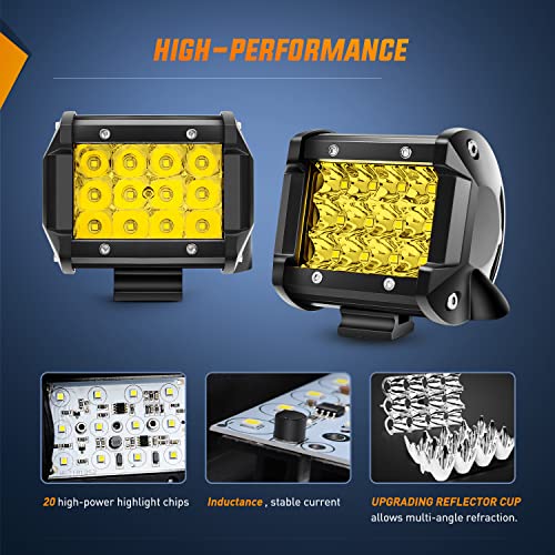 Barra LED Amarilla Nilight 2Pcs 4 Pulgadas 36W miniatura 4