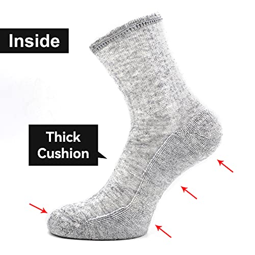 Socks Daze Merino Wool Hiking Cycling Socks Mens, Women's Home Slipper Gym Workout Thermal Heated Wool Padded Warm Footless Socks For Gift, Large, 4 Pairs Light Grey #TOP3