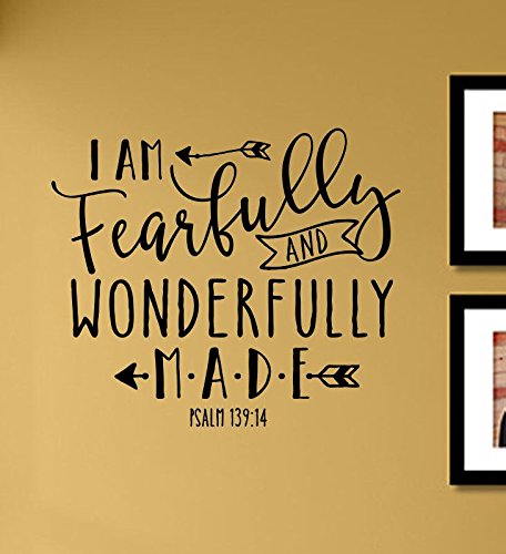 psalm 139 wall decal - I am Fearfully and Wonderfully Made Psalm 139:14 Vinyl Wall Art Decal Sticker