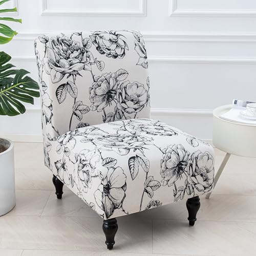 Image of Eco-Ancheng Armless Chair Slipcover Removable Armless Accent Chairs Covers Washable Armless Slipper Chair Slipcover Printed Armless Chair Furniture Protector Covers for Living Dining Room Hotel