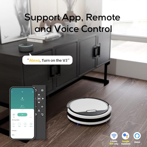 Image of Robot Vacuum and Mop Combo, Automatic Vacuum Robot with 2.4GWi-Fi /APP /Alexa, Self-Charging Robot Vacuum Cleaner for Home Ultra Slim Quiet,Tangle Free,Ideal for Hard Floor Pet Hair (Write)