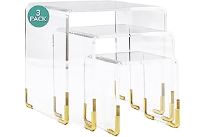 Acrylic Display Risers with Gold Accents for Food Displays
