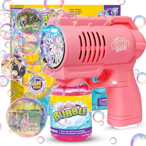 Panamalar Máquina Automática de Burbujas, Pistola para Niños 10000+ Burbujas por Min, Juguete Soplador Portátil con Luces/Solución 130ml para Jardín Exterior Fiesta Boda Regalo