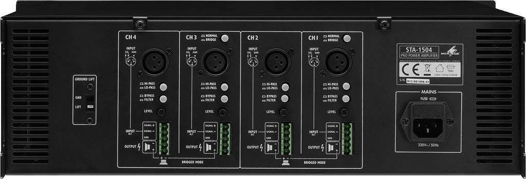 MONACOR STA-1504 Mehrkanal-PA-Verstärker mit integriertem Limiter schwarz, 244280