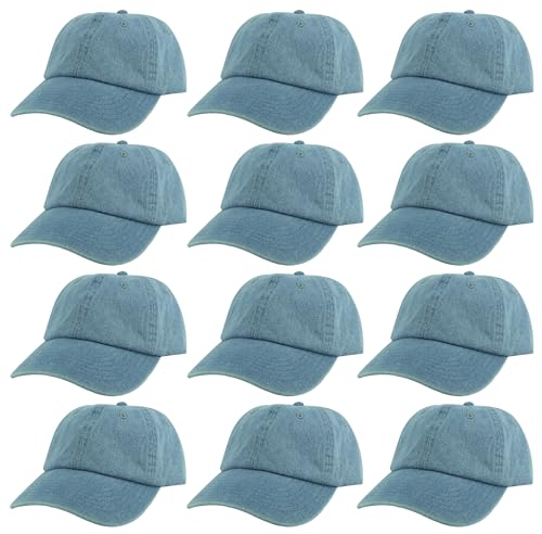 Image of Gelante Baseball Caps Hats 100% Cotton Plain Blank Adjustable Size Wholesale Bulk of 12 Pack