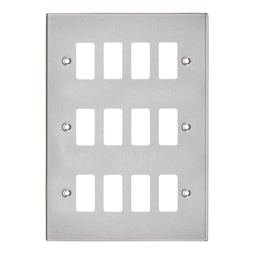 Knightsbridge GDCS12BC 12G Grid Faceplate, Square Edge, Brushed Chrome