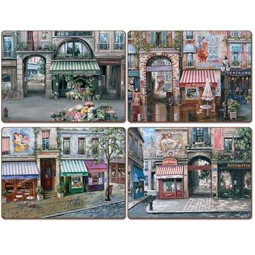 Cala Home Village Square Boxed Set of 4 Premium Hardboard Placemats