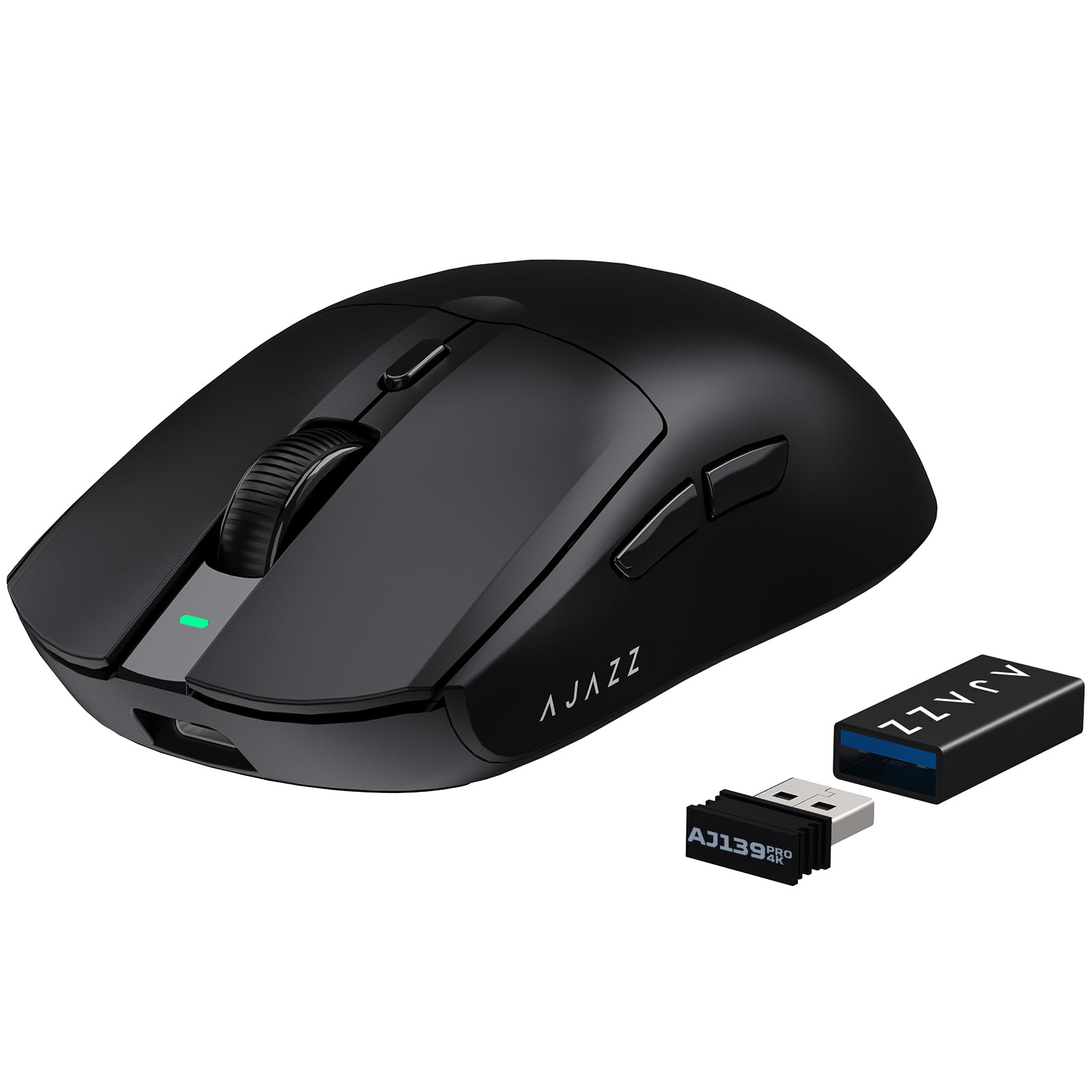 ATTACK SHARK AJAZZ AJ139PRO Ratón inalámbrico para Juegos 4K, Ultraligero (65g), Sensor PAW3395, 26000 dpi, 4KHz, 2,4 GHz/USB C con Cable, 6 Botones de Programa, batería de 700 h, PC/Mac - Negro
