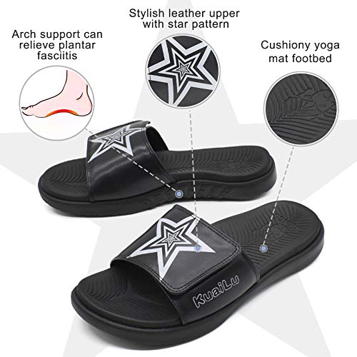 KuaiLu Set of 2 Pairs -Mens Slides Soft Cushion Sport Sandals(Black US11.5) Mens Slides Soft Cushion Sport Sandals(Black US11.5)2