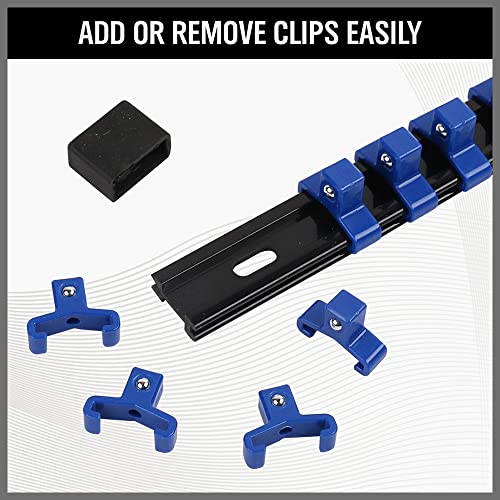 SWANLAKE GARDEN TOOLS ABS Soket Düzenleyici Sürücü Soketi Tutucu, 6 ADET 1/4-inç x 32 Klips, 3/8-inç x 30 Klips, 1/2-inç x 24 Klips, Üstün Kalite Soket Klips Ray Tutucu (9 ADET PLASTİK DÜZENLEYİCİ)