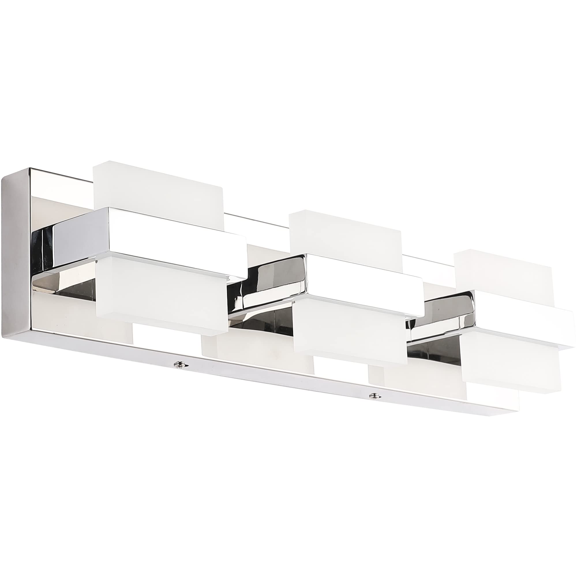 SOLFART Dimmable LED Modern Bathroom Vanity Lights Over Mirror 3 Lights Acrylic Stainless Steel