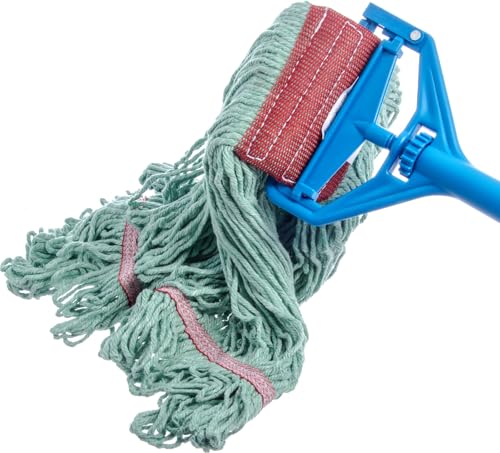 Image of Carlisle FoodService Products 369484B09 Looped-End Mop Head With Red Band, Large, Green (Pack of 12)
