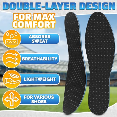 Image of 3 Pairs Shoe Inserts for Women 3-8 - Ultra Thin Shoe Insoles Men 5-11, Double Layer Latex Foam Material, Fits Any Shoe Type, Easy to Cut, Comfortable & Breathable for Everyday Use