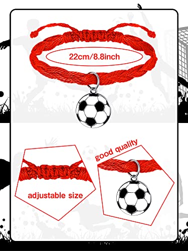 Junkin 20 Pieces Soccer Bracelet Soccer Charm Adjustable Sports Bracelet Soccer Stuff Soccer Jewelry Friendship Bracelets For Teens Boys And Girls Players Sport Theme Party Supplies (Multicolored) #TOP1
