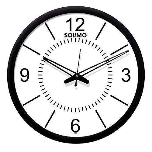Image of Amazon Brand - Solimo 12-inch Wall Clock - Designer (Silent Movement, Black Frame)