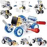 AMYCOOL 組み立て おもちゃ10-IN-1車セット 大工さん ロボット ヘリコプター 人気 DIY おもちゃ 男の子 女の子 小学生 立体パズル 変形車 工具セット 玩具ランキング お誕生日 プレゼント 子どもの日 クリスマス ギフト カラフル 6歳以上 (ブルー)