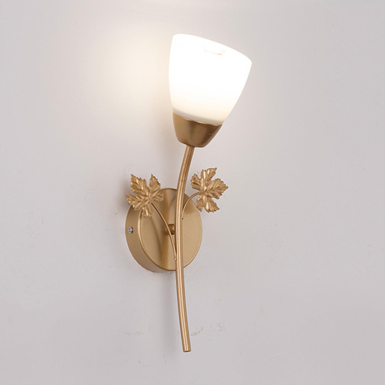 AWEITG American Vintage Style Wall Sconce - Black and Gold Indoor Lighting Fixture, Durable Iron Flower Shape Lamp G9 Light Source(A-gold2)