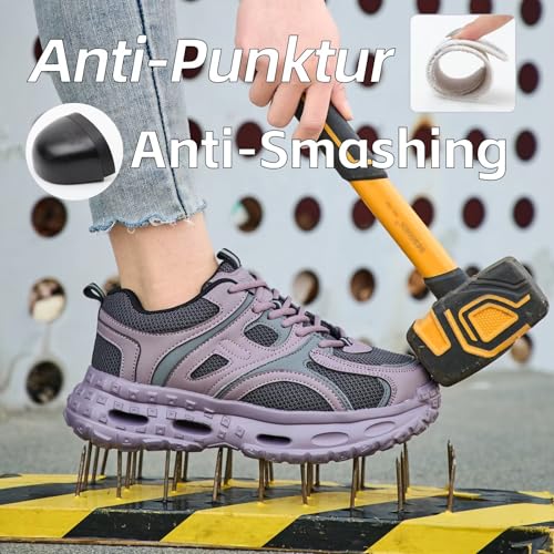 Steel Toe Shoes for Women Wide fit Comfortable Work Sneakers Safety Shoes Lightweight Slip Resistant Puncture Proof Composite Toe Shoe4