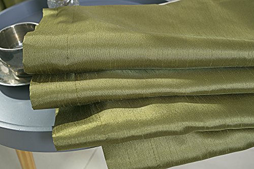 Image of GYROHOME Extra Wide Blackout Curtain for Sliding Glass Door, Faux Silk Blackout Curtains (Beige Liner) Fully Lined Solid Window Treatment Drapes (1Panel,100x84inch, Grass Green)
