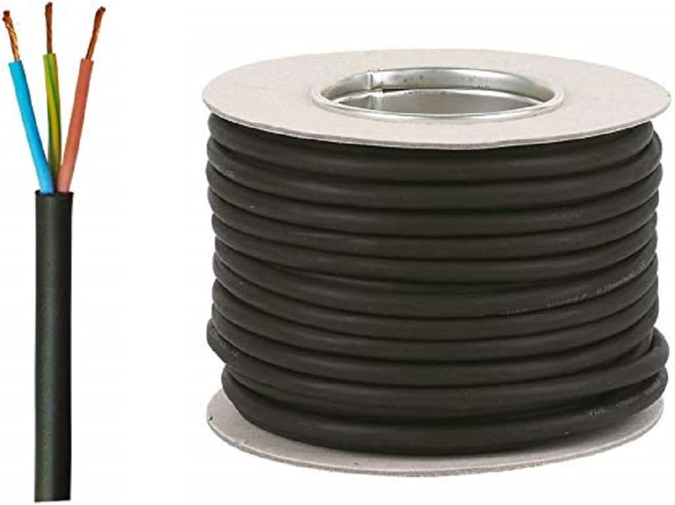 Black 3183P Outdoor Rubber Flexible Pond Cable 3 Core 0.75mm 6 Amp Cut To Length (25 Meters)
