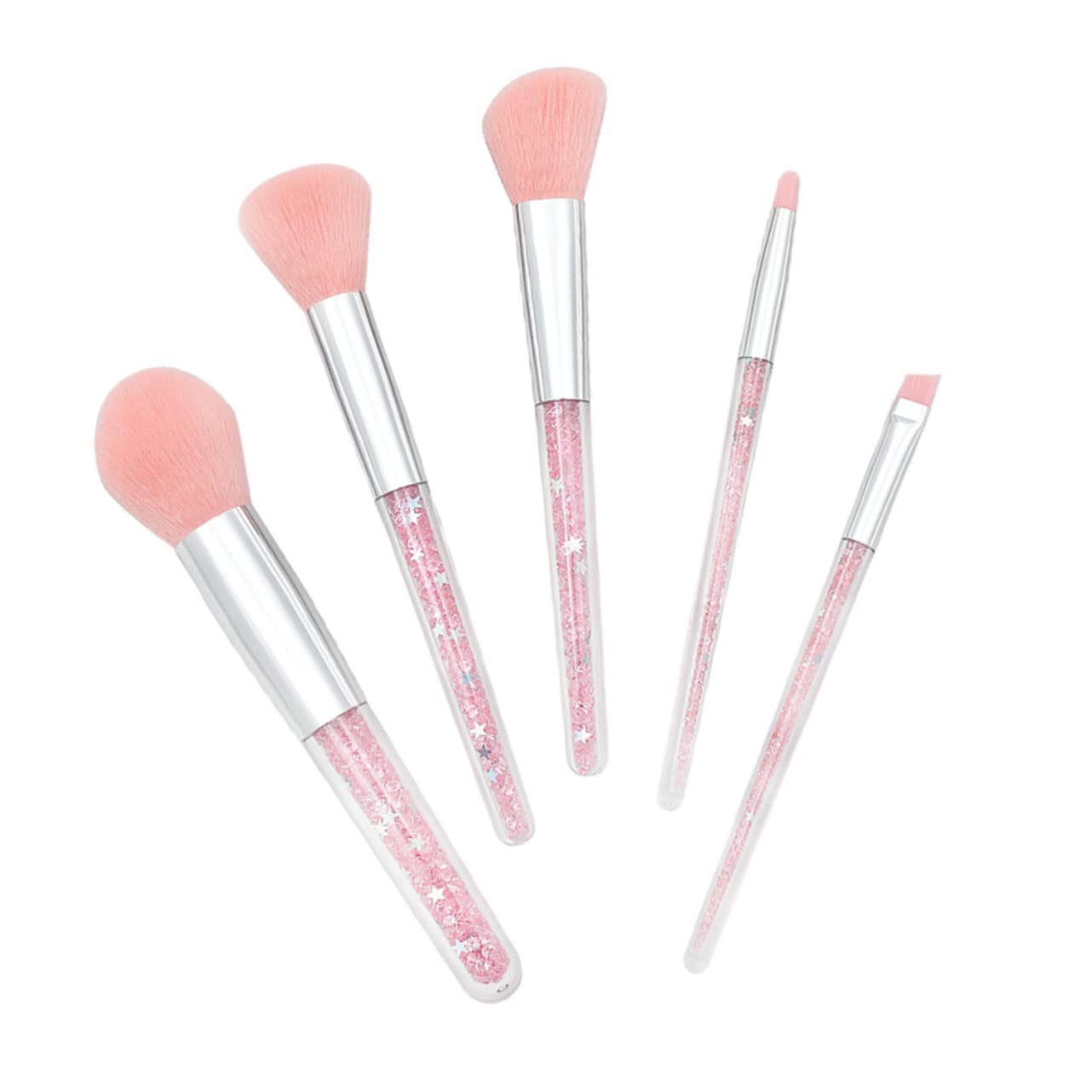 FRCOLOR Set di 10 pennelli professionali per make-up da viaggio, pennelli per make-up con diamantini, pennelli per il trucco, per il trucco, per il viso, per il trucco, da viaggio, con cristalli rosa