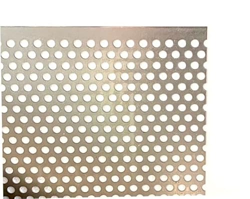 現場屋さん パンチングメタル 鉄 SPCC 厚さ0.8ミリ φ5-P8 60゜千鳥 穴5ミリΦピッチ8 サイズ 300ミリ(30cm)×200ミリ(20cm) 重さ 約0.24 kg 最も一般的な穴あき鉄板