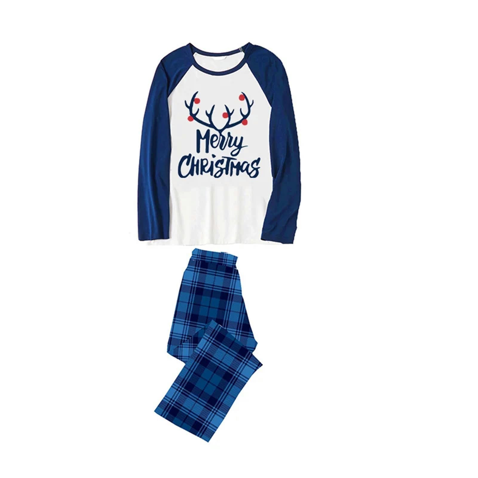 TEidea Pijama Mujer Invierno Pjs De Navidad para La Familia: Pajama Familiar A Cuadros Azul A Cuadros, Pijama Navideño