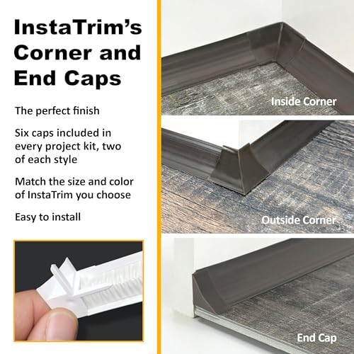 Image of InstaTrim Flexible, Self-Adhesive Caulk Complete Kit, 3 /4 inch x 10', Bronze | Flexible Water Resistant Peel & Stick Caulk Strip for Bathroom, Bathtub, Kitchen, Floors & Walls, DIY Easy Installation