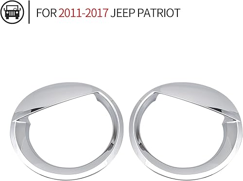 Miniatura 4 de Cubierta cromada para faros delanteros, biseles estilo pájaro enojado, 2 piezas para Jeep Patriot 2011-2017