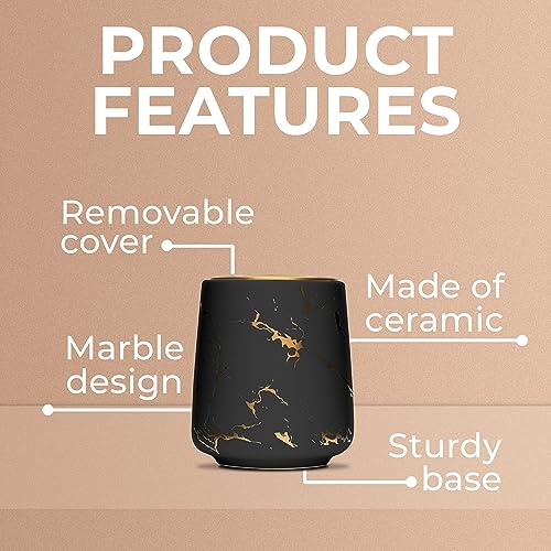 JJ PRIME - Ceramic Toothbrush Holder, Black Marble Look - Image 2