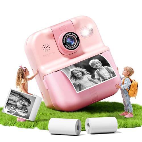 Bluetooth Kids Camera Instant Print, 1080P Mini Toddler Camera for Boys Girls, Portable DIY Instant Digital Camera for Kids, Cool Idea Gift Toys for Birthday Kids, Printable Camara for Phone & Tablet