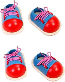 SAFIGLE 2 Pares De Brinquedo De Cadarço De Madeira Cadarços De Tênis Cadarços Para Crianças Brinquedo Educacional De Madeira Brinquedo De Cadarço De Madeira Para Crianças Em Idade