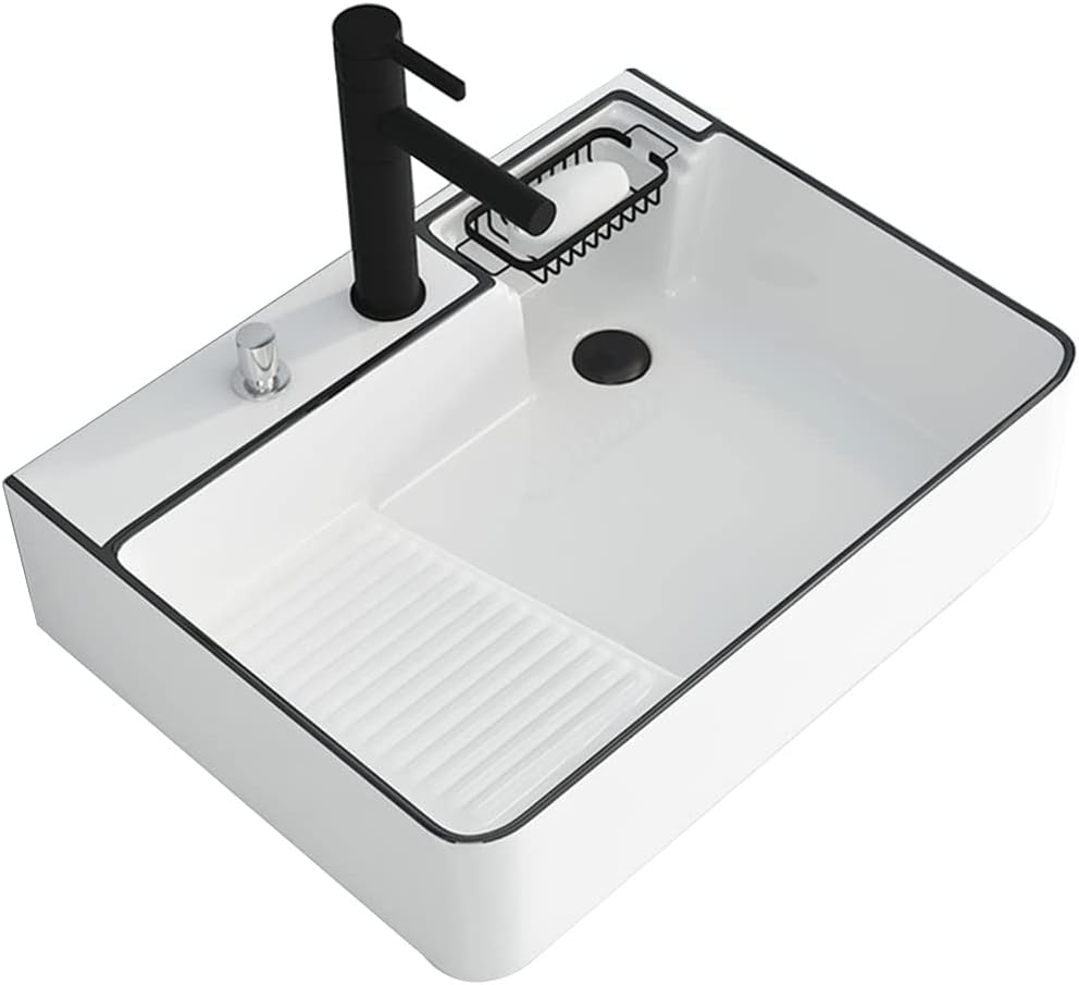 Ceramics Laundry Sink Rectangular Single Bowl Vessel Sink