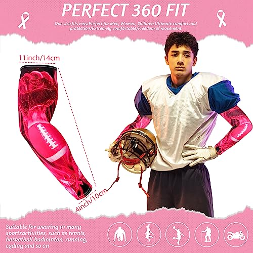 Image of SNOWSTAR Sports Pink Ribbon Breast Cancer Awareness Arm Sleeve Compression Fit No Slip Football Flames