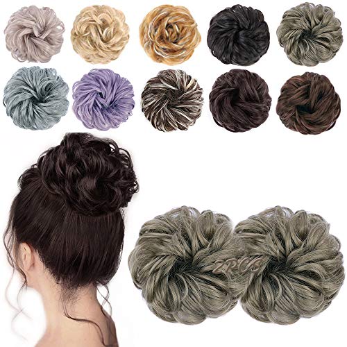 MORICA 2PCS Messy Bun Hair Scrunchies Messy Bun Hair Piece for Women Curly Wavy Scrunchy Updo Bun Extensions