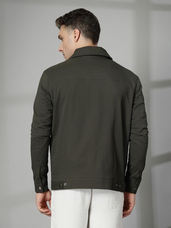 Image of CHKOKKO Men's Fleece Solid Winter Wear Regular Fit Standard Length Jacket