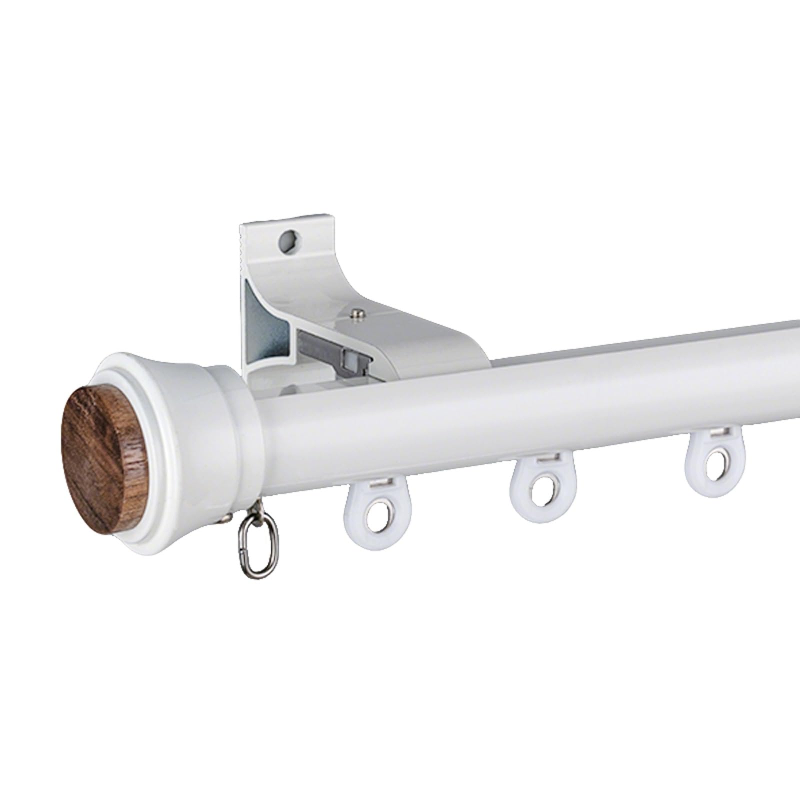 Tringle à rideaux robuste 3m blanche avec rouleaux silencieux et supports
