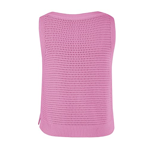 Image of FISACE Womens Crochet Tank Top Sleeveless Knit Summer Sweater | Round Neck, Hollow Out, Lightweight , Casual Crop,Cute Boho Vest