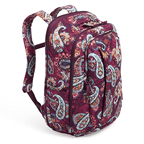 Image of Vera Bradley Women's Cotton Large Travel Backpack Travel Bag, Paisley Jamboree - Recycled Cotton, One Size