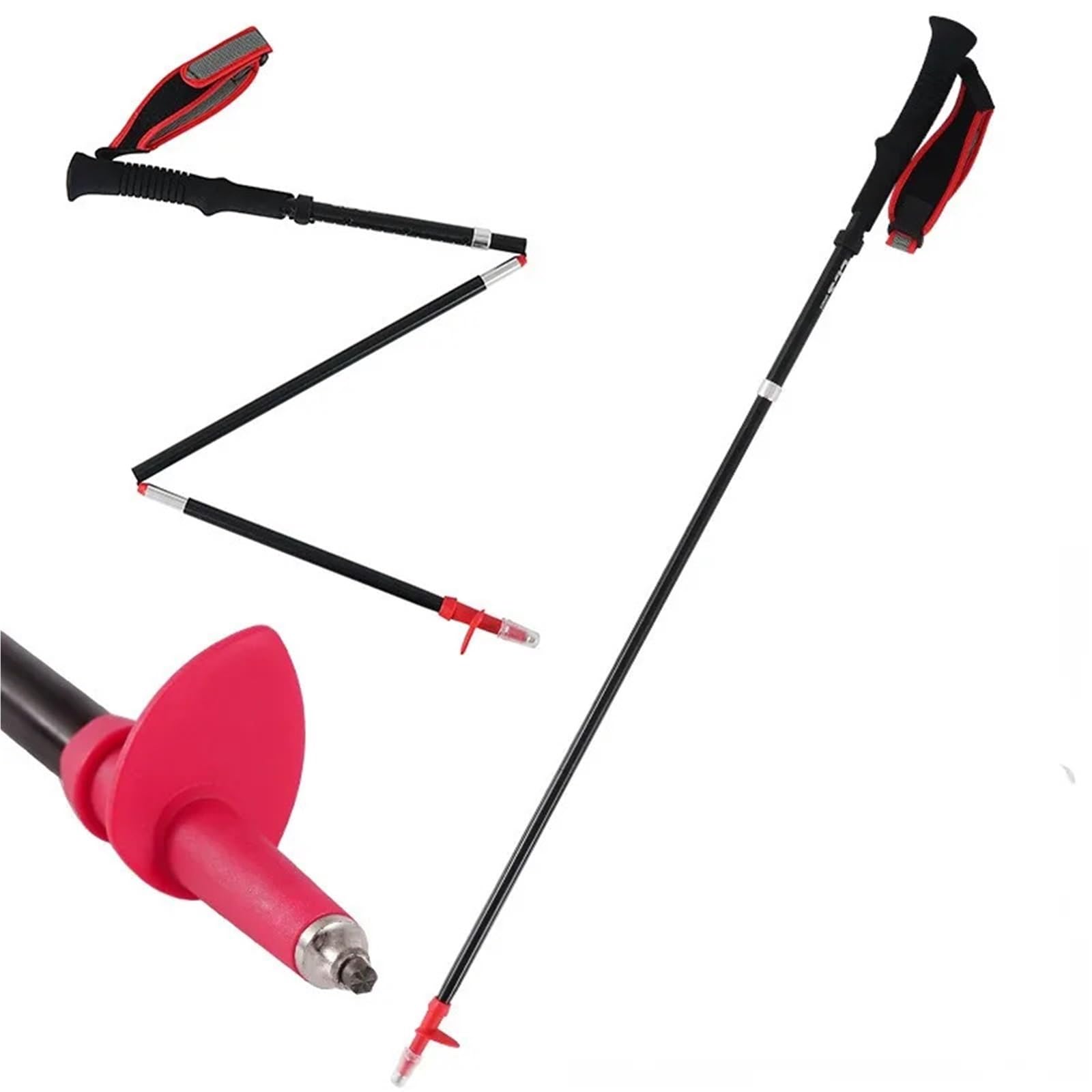 Kij trekkingowy 36-135 cm kijki do biegania w terenie, zamek linowy, kijki do chodzenia, 5 sekcji, kijki trekkingowe z włókna węglowego, piesze wycieczki, kemping, laska spacerowa