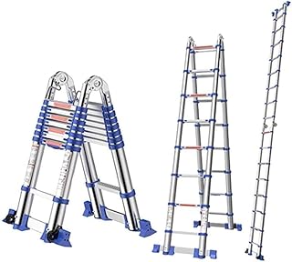 Telescoping Ladder with 2 Stabiliser Bar Multi Purpose Extension Tall Ladder for Loft Indoor Outdoor Telescopic Ladders Comfortable Anniversary
