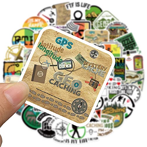 Geocaching Stickers Pack 50 Pcs Geocacher Geocache Waterproof Vinyl Adventure Enthusiasts Decals for Water Bottles Bicycle Laptop Refrigerator Luggage Computer Skateboard Dcor