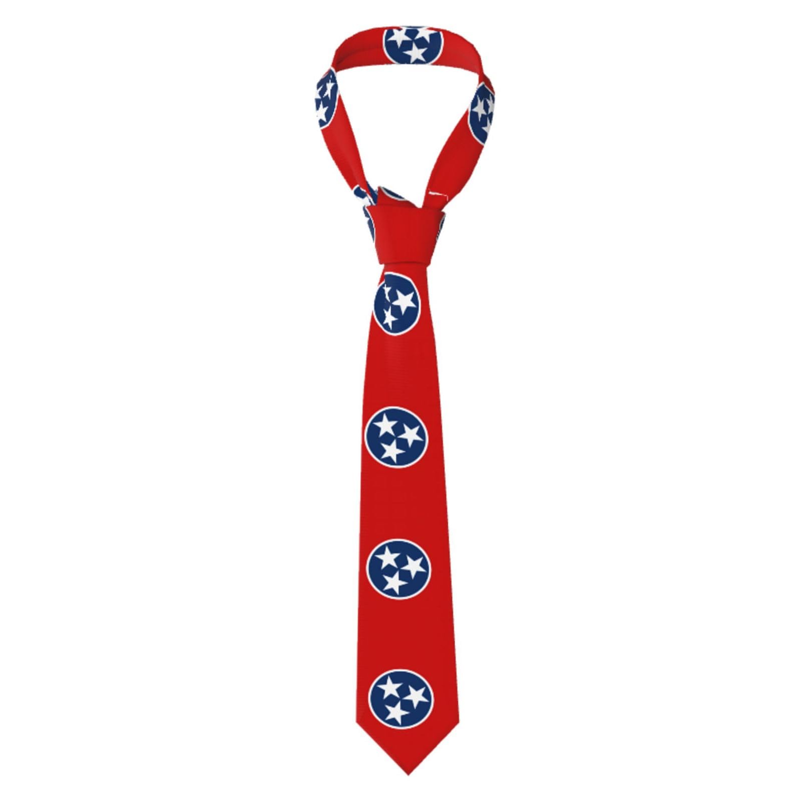 Blwslc Men's Black Tennessee State Flag Printed Tie Tie Suitable For Formal Business And Wedding Occasions 57 Inches