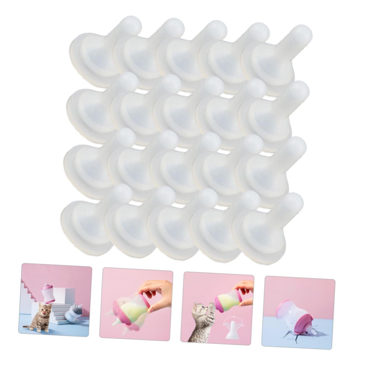 SUPVOX Milk Bottle Pacifiers for Pets 20 Pack Soft Comfortable Safe Feeding Pacifiers for Dogs Cats
