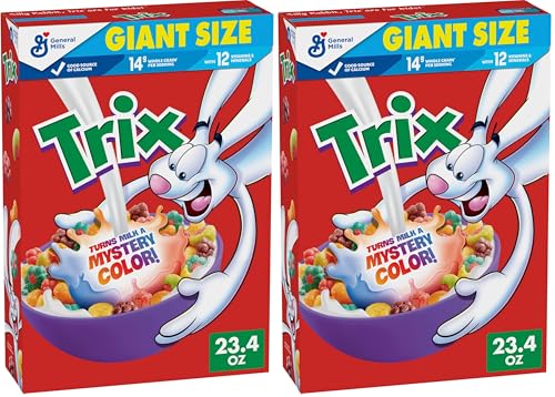 Image of Trix Fruity Breakfast Cereal, 6 Fruity Shapes, Whole Grain, Giant Size, 23.4 OZ (Pack of 2)