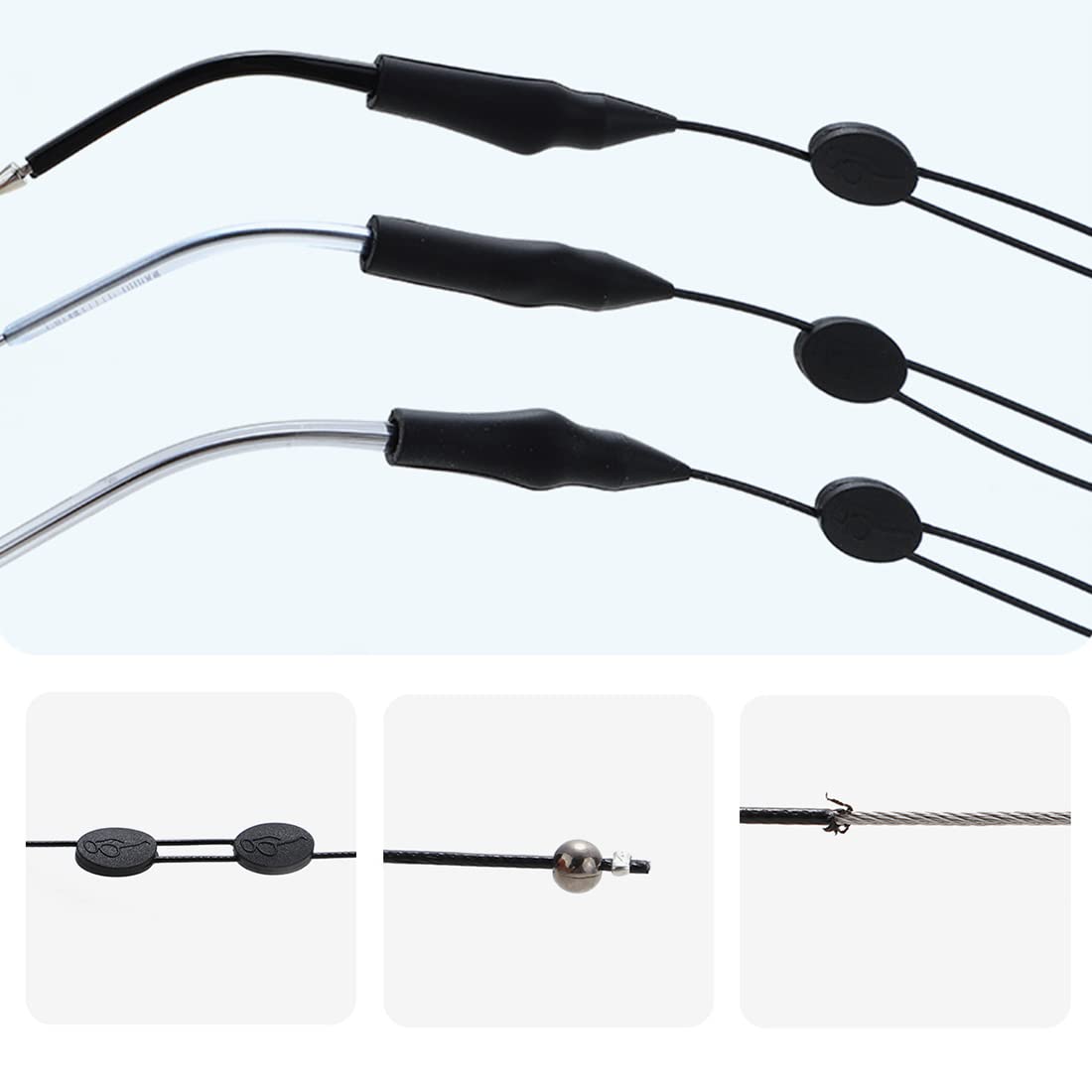 Cordoncino Occhiali 2 Pezzi - Lacci ReggiOcchiali Universali Con Fermi Regolabili, Anti-Caduta - Foto 2