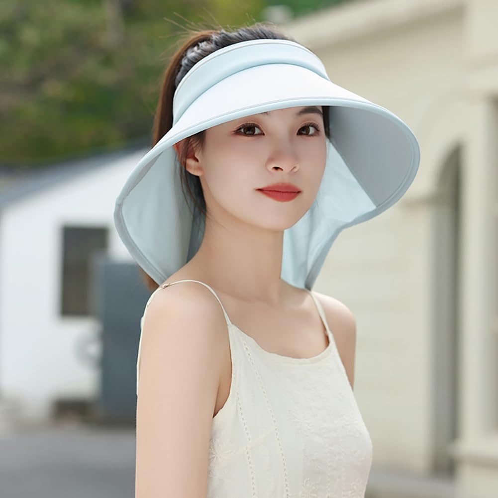 Sun Visor Hats for Women Wide Brim UPF 50+ UV Sun Protection Visor Hats Casual Adjustable Roll up Summer Beach Caps - Image 5